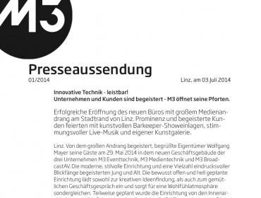 Download Presseaussendung 01/2014 - M3 öffnet seine Pforten